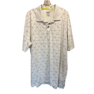 The Foundry Polo Short Sleeve White/Black Geo Print Button Collar Size 3XLT